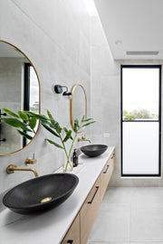 Bjorn Brass Oval Mirrors | Bathroom design by @studiotamara10