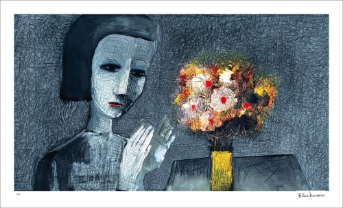 Girl With Flowers by Charles Blackman