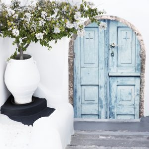 Santorini Door | Image includes white border. Add approx 3cm for outside frame size.