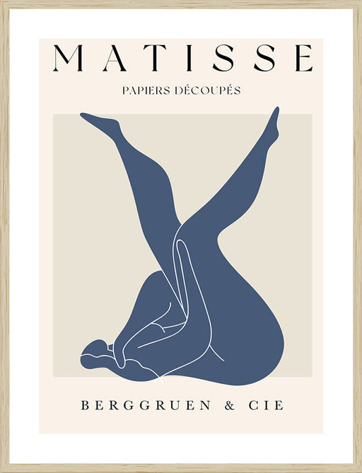 Matisse Blue | Framed Print | Natural Oak Frame | Image includes white border. Add approx 3cm for outside frame size.