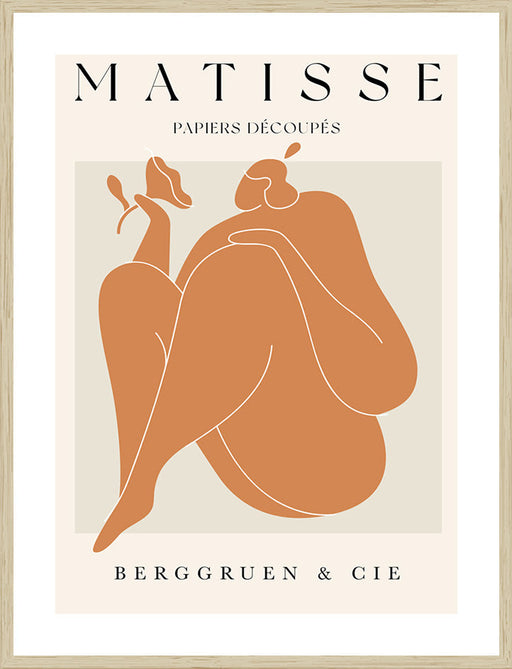 Matisse Orange | Framed Print | Natural Oak Frame | Image includes white border. Add approx 3cm for outside frame size.