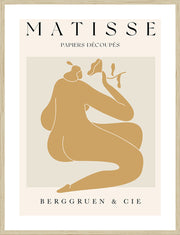 Gold Matisse Framed Print | Matisse | Natural Oak Frame. Image includes white border. Add approx 3cm for outside frame size.