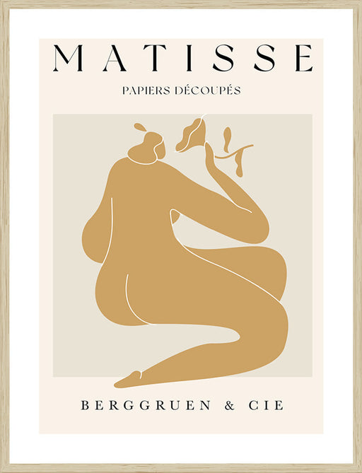 Gold Matisse Framed Print | Matisse | Natural Oak Frame. Image includes white border. Add approx 3cm for outside frame size.