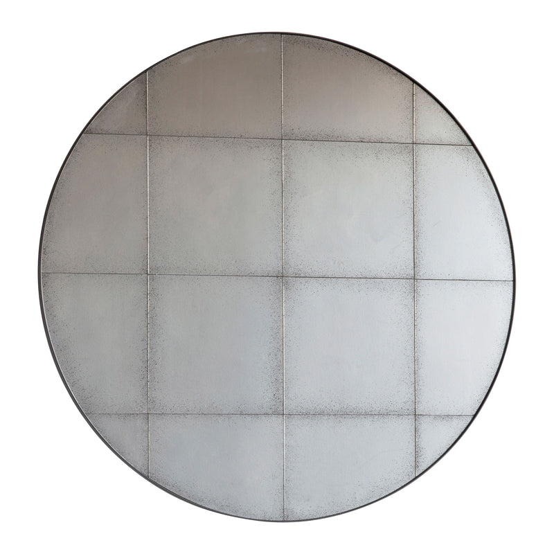 Round Panelled Antique Mirror