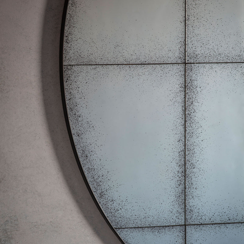 Round Panelled Antique Mirror