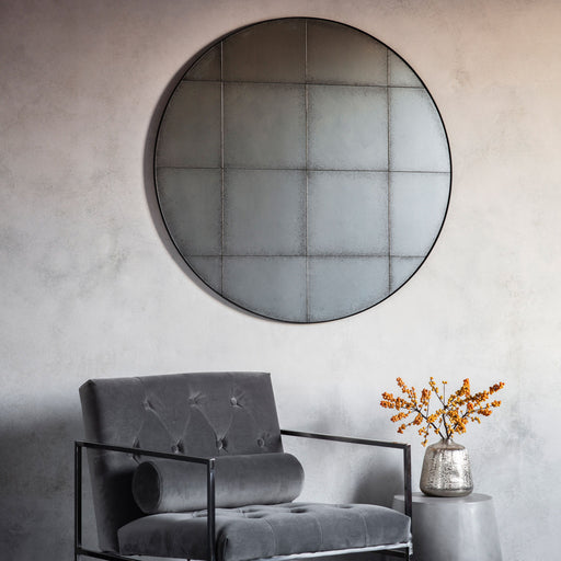 Round Panelled Antique Mirror