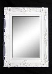 Print Décor - Grand Ornate White Beveled Mirror