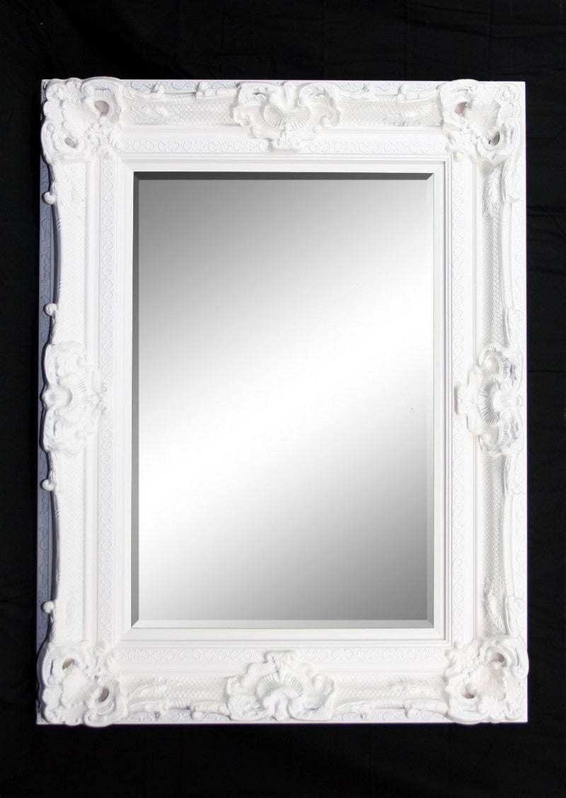 Print Décor - Grand Ornate White Beveled Mirror