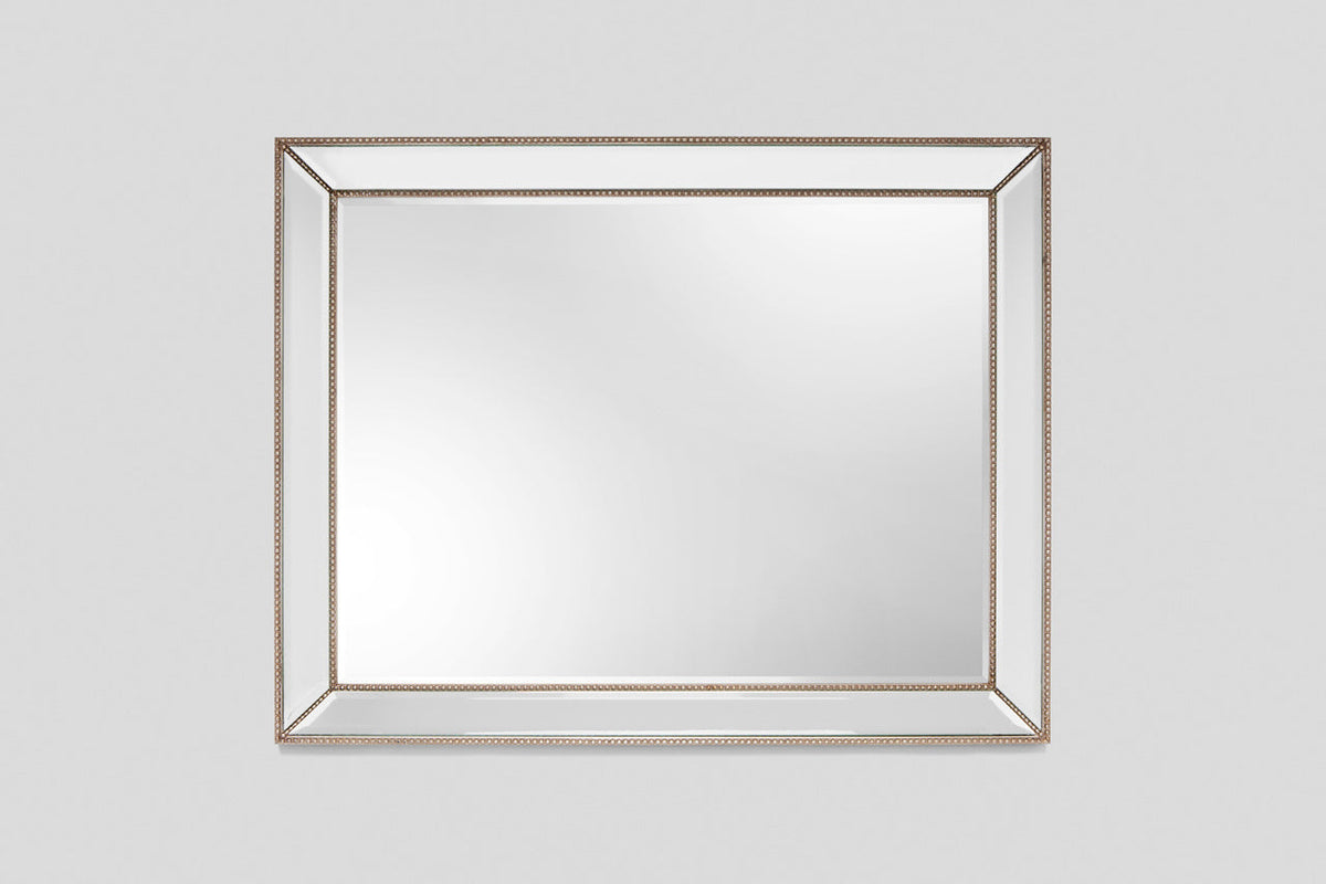 Beaded Angle Champagne Silver Mirror — Print Decor Australia
