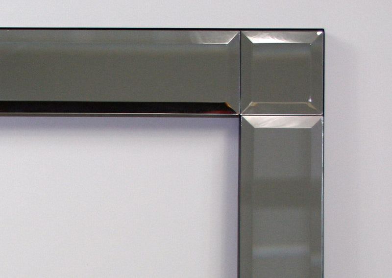 Print Decor St Kilda Mirror Detail. This mirror frame is made of sectioned mirror and stands out from the bevelled inner mirror.