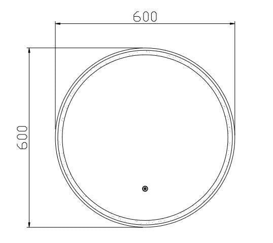 Round Backlit Mirror 60 cm, drawing