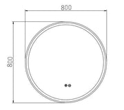 Round Backlit Mirror 80 cm, Drawing