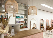 Bjorn Arch Powder Pink Mirrors in a salon
