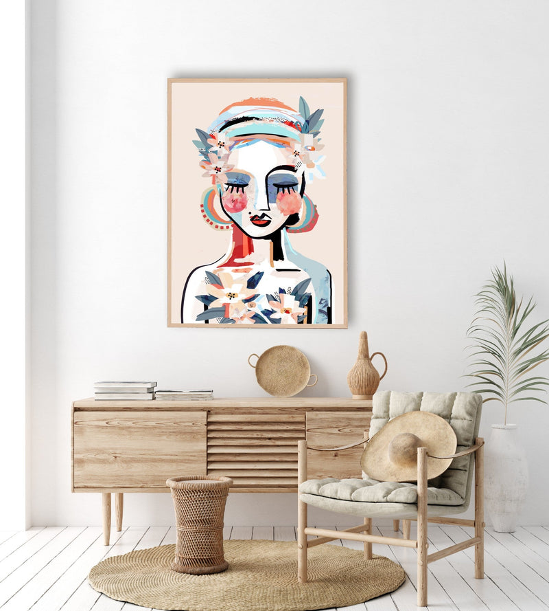 Blushing Cora Framed Canvas