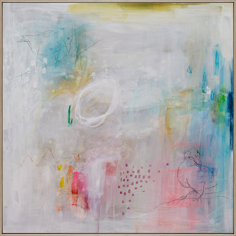 White Feathers Framed Canvas