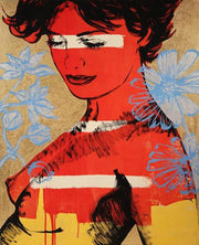 Charlotte with Blue Flowers by David Bromley