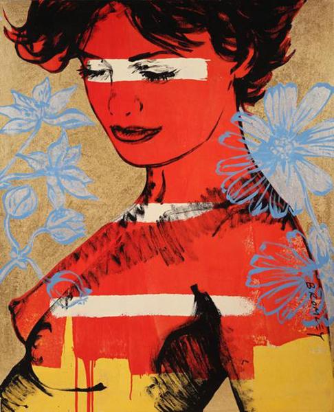 Charlotte with Blue Flowers by David Bromley
