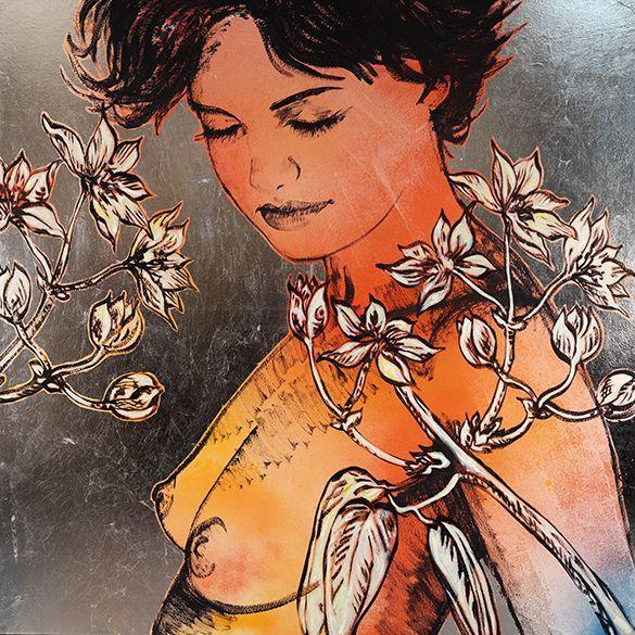 Charlotte With Flowers by David Bromley 