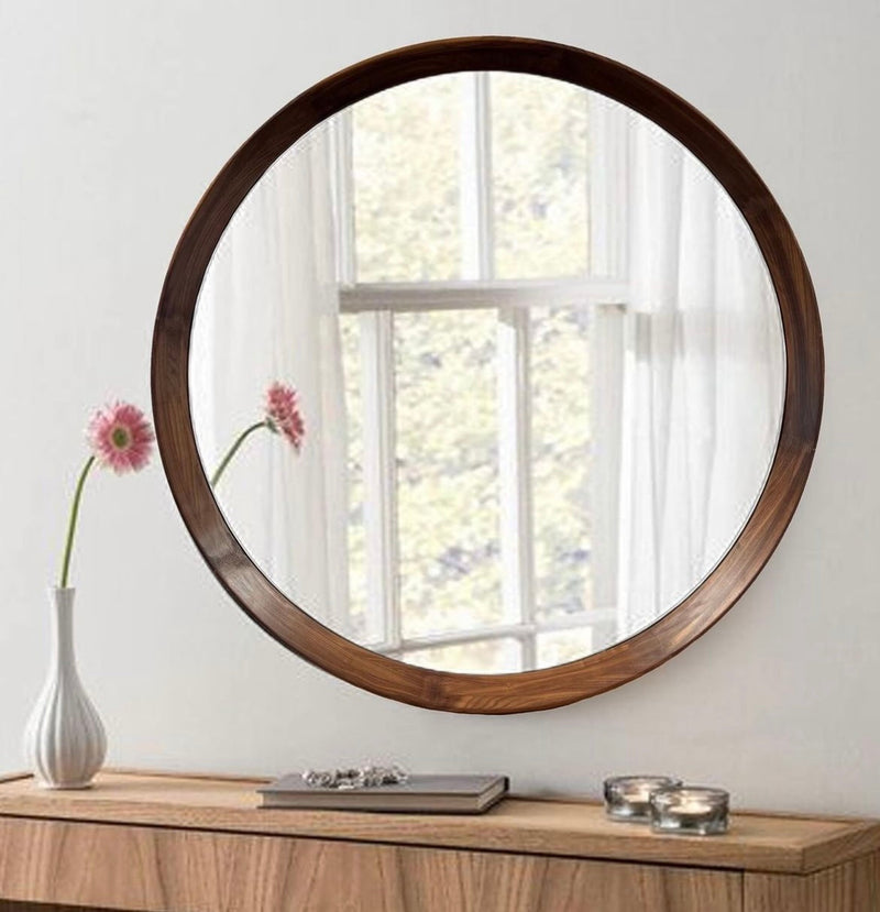 Henderson Round Black Walnut Mirror Large