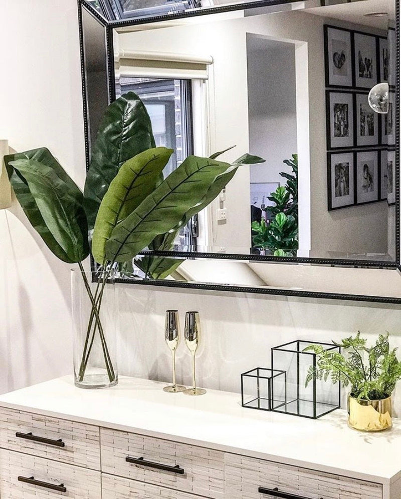 Beaded Black Framed Mirror, In Situ
