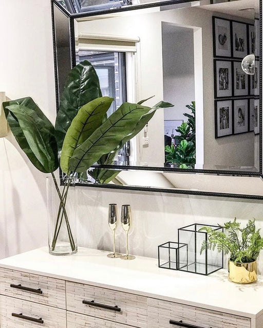 Beaded Black Framed Mirror, In Situ