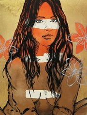 Nude With Flowers Gold by David Bromley 