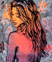 Pink Nude White Flowers by David Bromley 