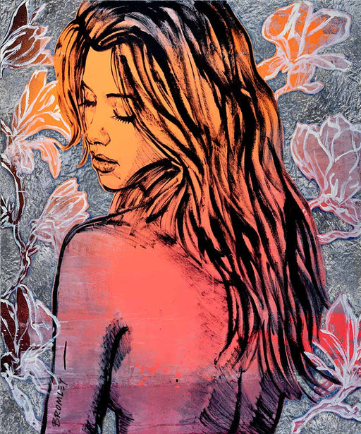 Pink Nude White Flowers by David Bromley 