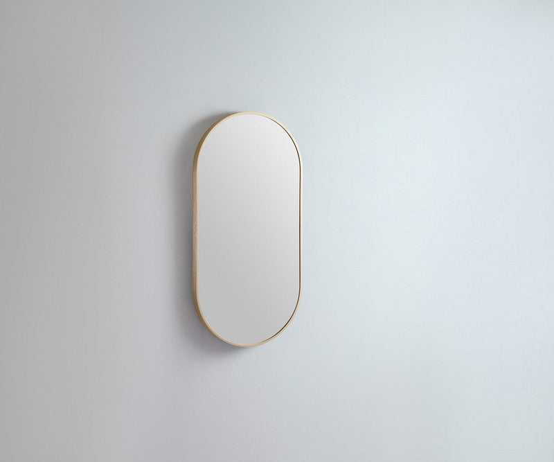 Oblong Metal Mirror | Brushed Gold