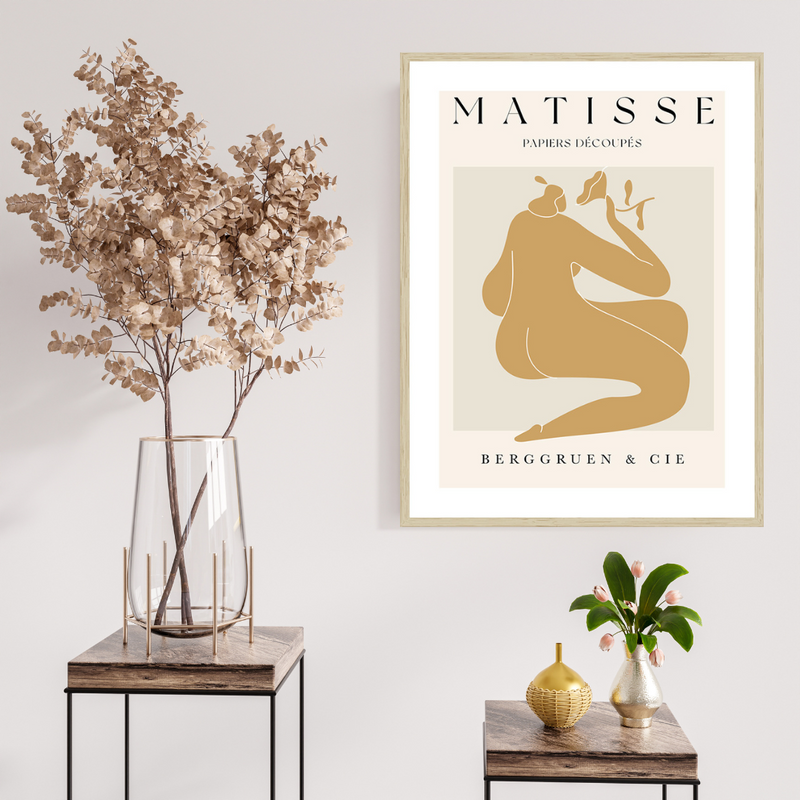Gold Matisse Framed Print  | Natural Oak Frame | In Situ