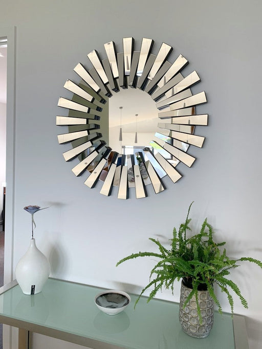 Modern Sunburst Mirror, over a side table