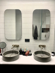 The frameless mirrors can be made to specified shapes.