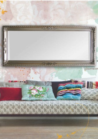 Hampton Ornate Silver Leaf Framed Mirror, in situ