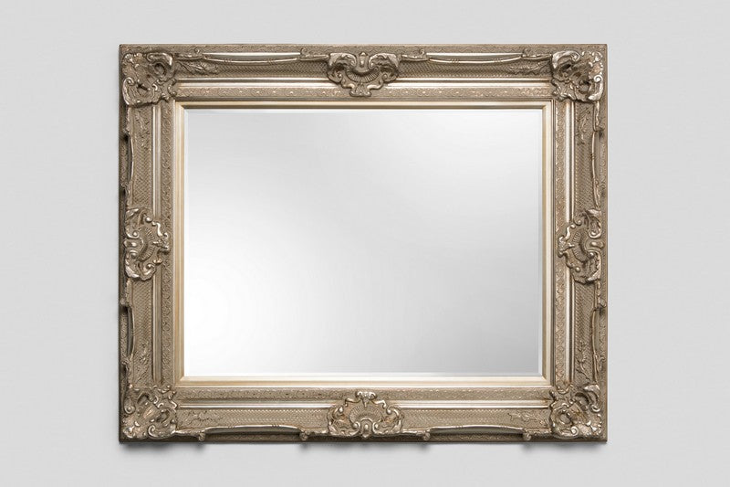 Print Décor - Grand Ornate Silver Beveled Mirror
