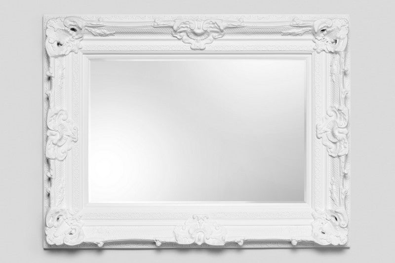 Print Décor - Grand Ornate White Beveled Mirror