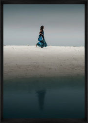 Designer Framed Print | Girl Walking on Sand, framed image | Print Decor, Malvern
