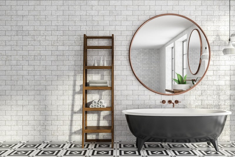 Cuprice Mirror Brass Copper in a bathroom