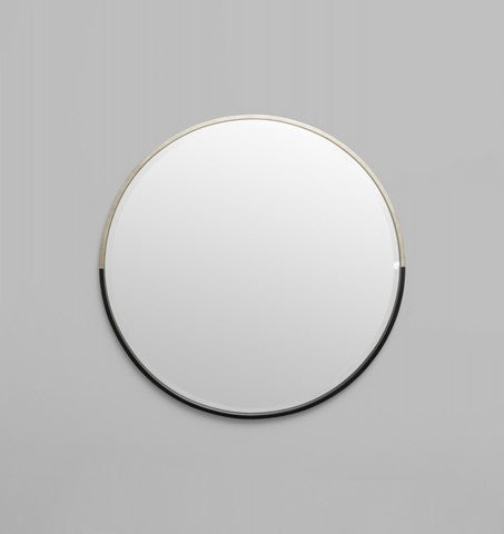 Silver & Black Round Mirror