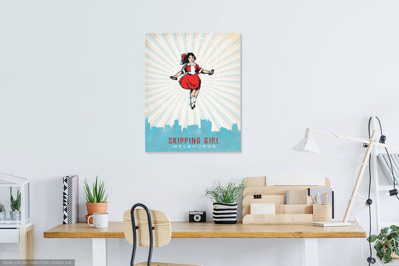 Jan Neil, Skipping Girl Canvas In Situ