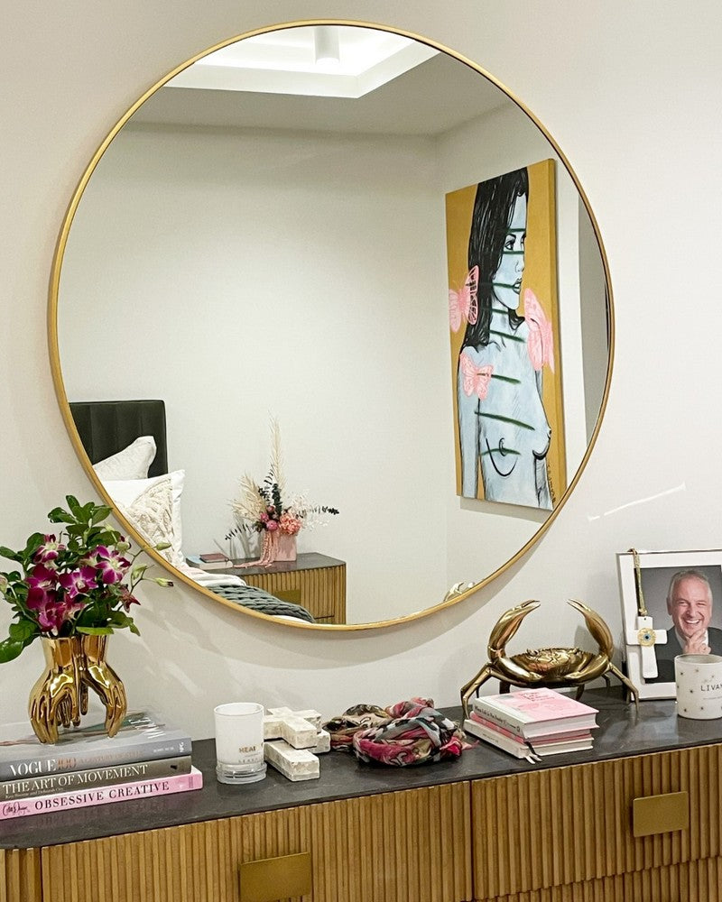 Round Mirror Brass 80 cm Stella