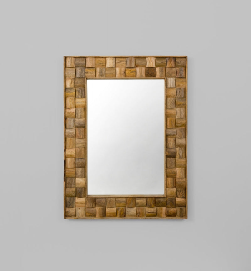 Wooden Framed Mirror | Basket Weave Mirror | Print Decor