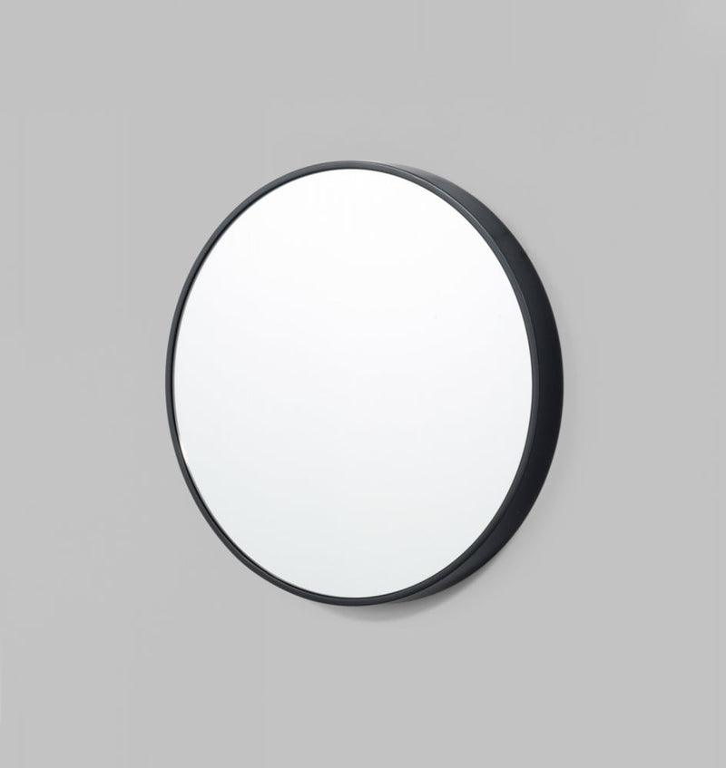 Modern Round Bella Gloss Black Mirror | Print Decor