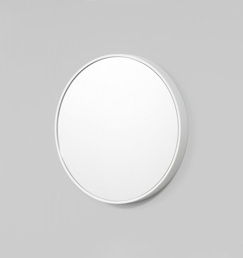 Modern Round Bella Gloss White Mirror | Print Decor