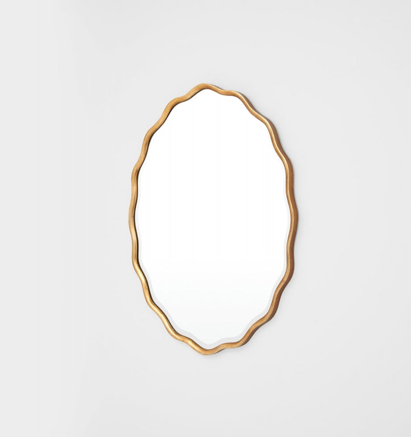 Coquille Metallic Oval Wall Mirror - Gold