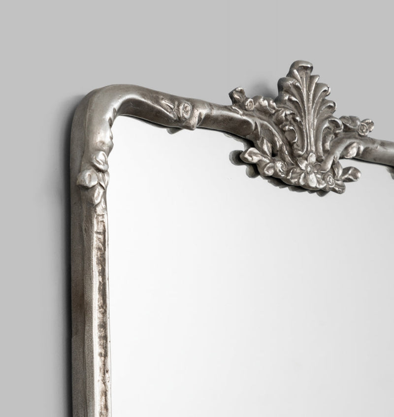 Germaine Mirror Antique Silver Rectangle Mirror, close up frame