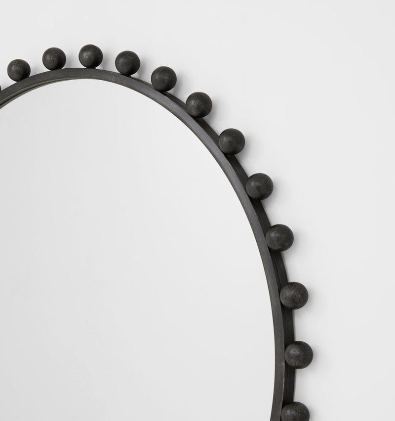 Luna Round Antique Black Mirror