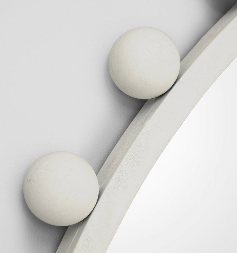 Luna Round Antique White Mirror