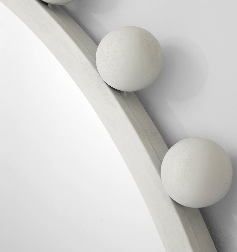 Luna Round Antique White Mirror