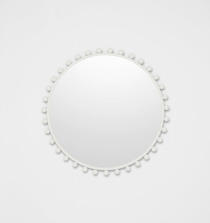 Luna Round Antique White Mirror