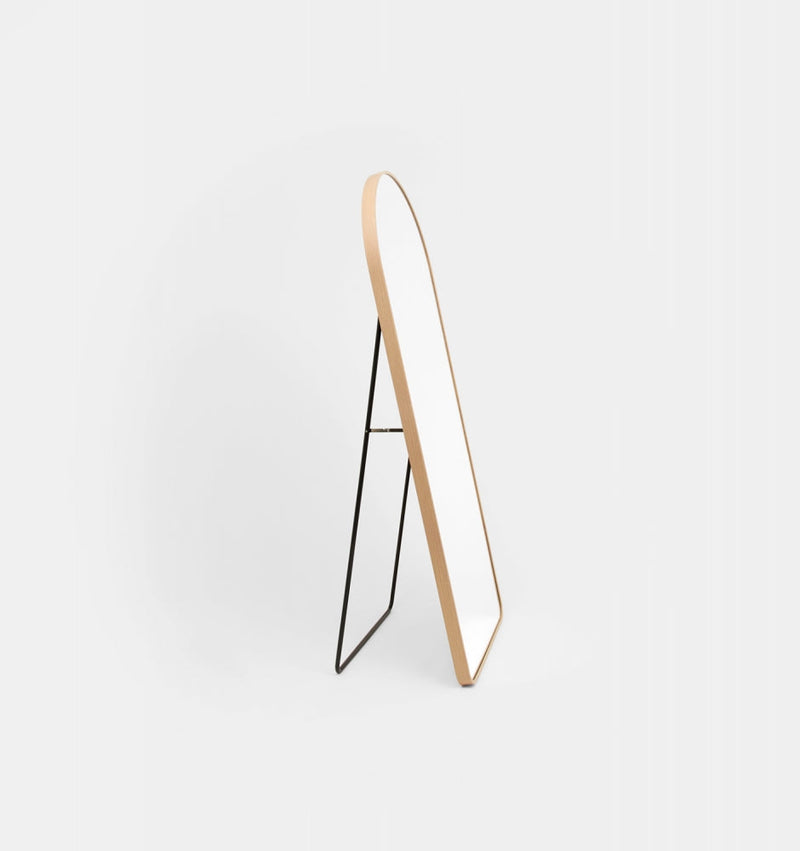 Oak Wood Arch Mirror | With Stand
